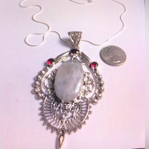 Moonstone Garnet 925 Sterling Silver Necklace